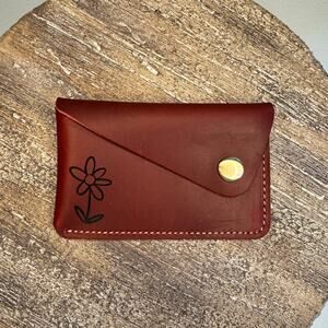 Genuine Leather Wallet  DEEP RED Credit Card Holder Wallet NEW FAST SHIP